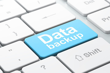 Image showing Information concept: Data Backup on computer keyboard background