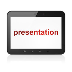 Image showing Marketing concept: Presentation on tablet pc computer