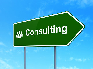 Image showing Finance concept: Consulting and Business People on road sign background