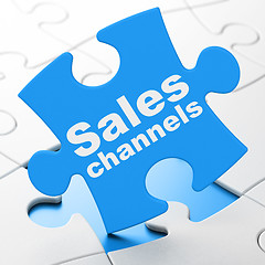 Image showing Marketing concept: Sales Channels on puzzle background
