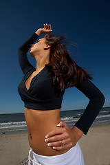 Image showing Beautiful Woman at seaside