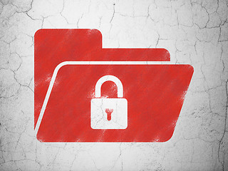 Image showing Business concept: Folder With Lock on wall background