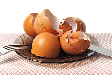 Image showing Egg shells on a table