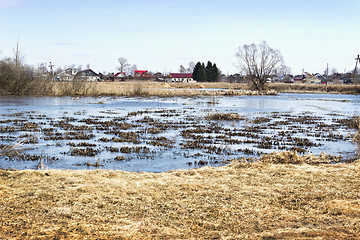 Image showing Spring landscape with water, flooded meadow
