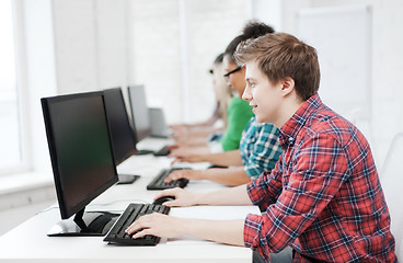Image showing student with computer studying at school