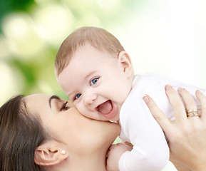 Image showing laughing baby playing with mother