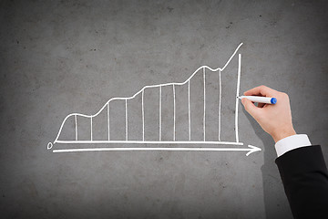 Image showing close up of businessman drawing growing graph