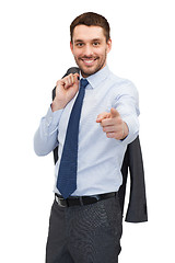 Image showing handsome buisnessman with jacket over shoulder