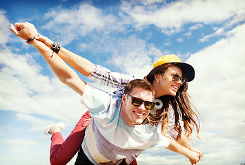 Image showing teenagers having fun outside