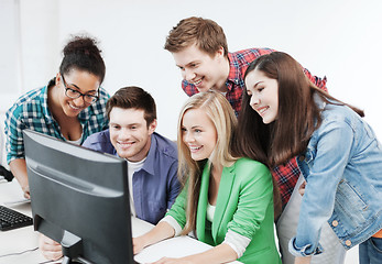 Image showing students with computer studying at school