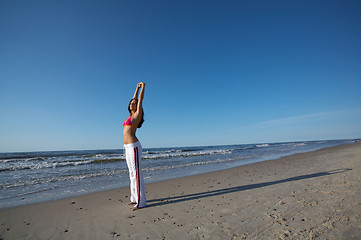 Image showing Beautiful Woman at seaside