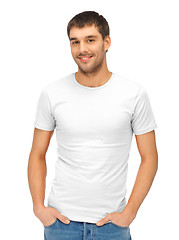 Image showing handsome man in blank white shirt