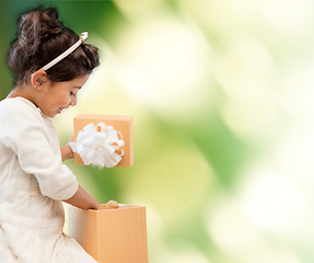 Image showing happy child girl with gift box