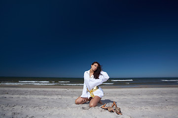 Image showing Beautiful Woman at seaside