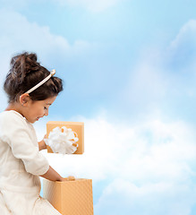 Image showing happy child girl with gift box