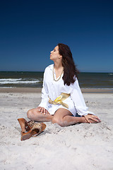 Image showing Beautiful Woman at seaside