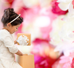 Image showing happy child girl with gift box