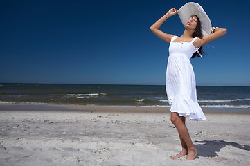 Image showing Beautiful Woman at seaside