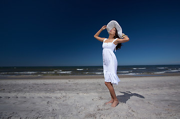 Image showing Beautiful Woman at seaside