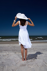 Image showing Beautiful Woman at seaside