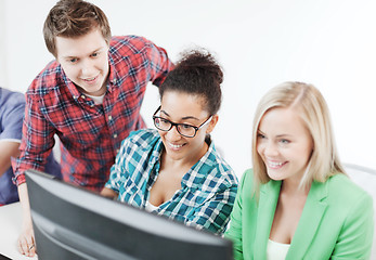 Image showing students with computer studying at school