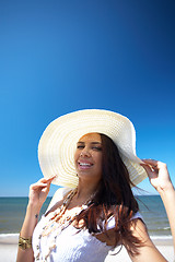 Image showing Beautiful Woman at seaside