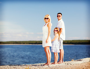 Image showing happy family with blue sky