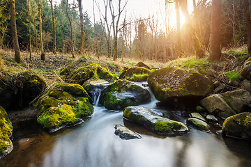 Image showing Falls on the small mountain river in a wood