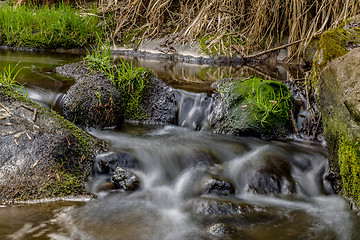 Image showing Falls on the small mountain river in a wood