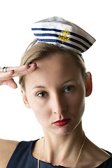 Image showing Portrait woman in sailor costume