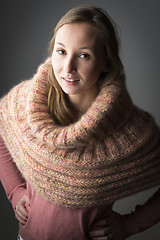 Image showing Woman with wool scarf