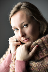 Image showing Woman with wool scarf