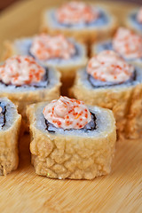 Image showing cream cheese and tobico sushi roll