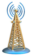 Image showing digital transmitter sends signals from high tower