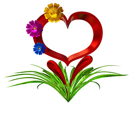 Image showing heart with flowers and leaves