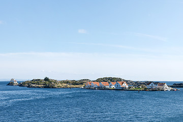 Image showing Typical Norwegian houses on the Vikaholmane island