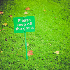 Image showing Retro look Keep off the grass sign