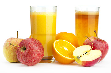 Image showing Orange and apple juice against