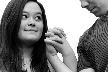 Image showing Engaged Couple Holds Hands