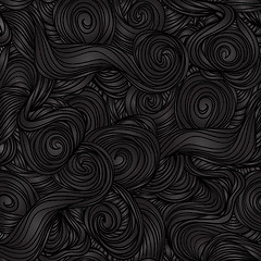 Image showing Seamless dark wave hand-drawn pattern