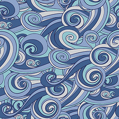 Image showing hand drawn blue wave pattern