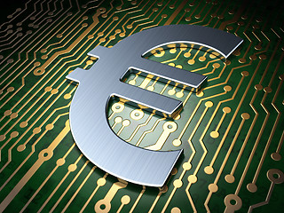 Image showing Currency concept: Euro on circuit board background