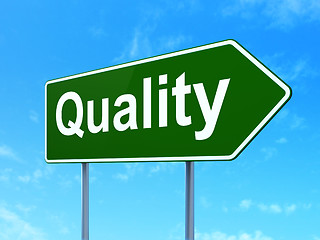 Image showing Marketing concept: Quality on road sign background