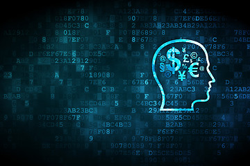 Image showing Finance concept: Head With Finance Symbol on digital background