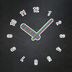Image showing Time concept: Clock on chalkboard background