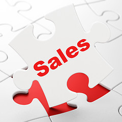 Image showing Advertising concept: Sales on puzzle background