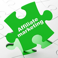 Image showing Finance concept: Affiliate Marketing on puzzle background