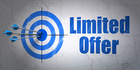 Image showing Business concept: target and Limited Offer on wall background