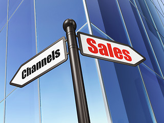 Image showing Marketing concept: sign Sales Channels on Building background