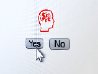 Image showing Finance concept: Head With Finance Symbol on digital computer screen